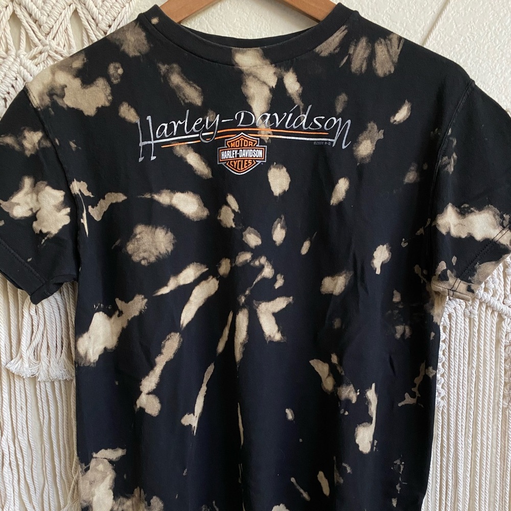 Harley Davidson graphic tie dye acid wash tee top